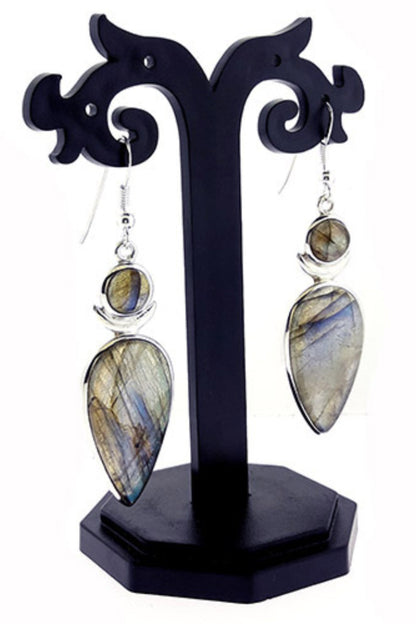 Labradorite Goddess Design Earrings