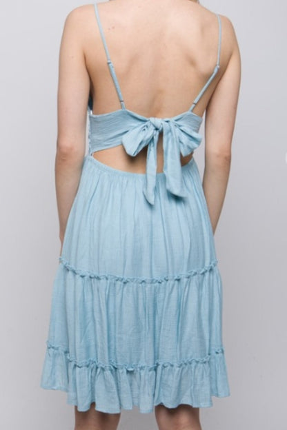 Lace Design Tiered Short Dress