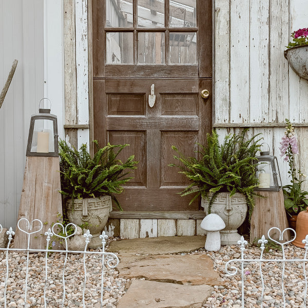 Removable Metal Lanterns with Wood Base, Set of Two