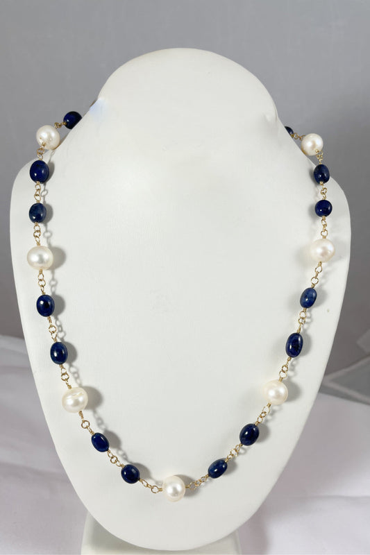 Lapis and Pearl Necklace