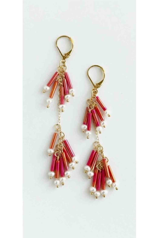 Pink Fringe Earrings