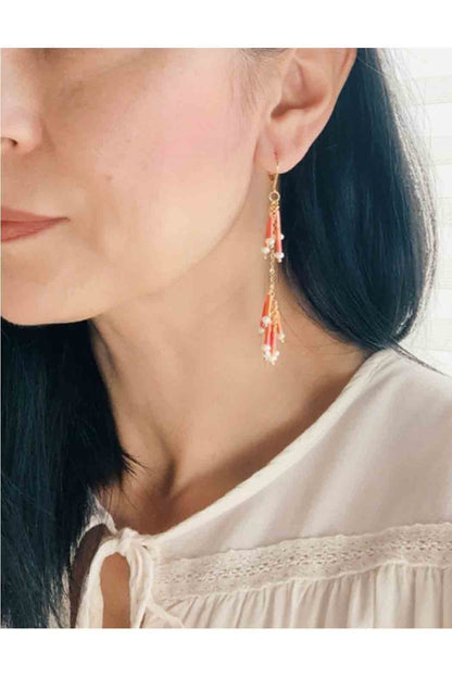 Pink Fringe Earrings