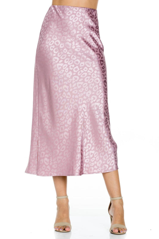 Lavender Leopard Satin Skirt