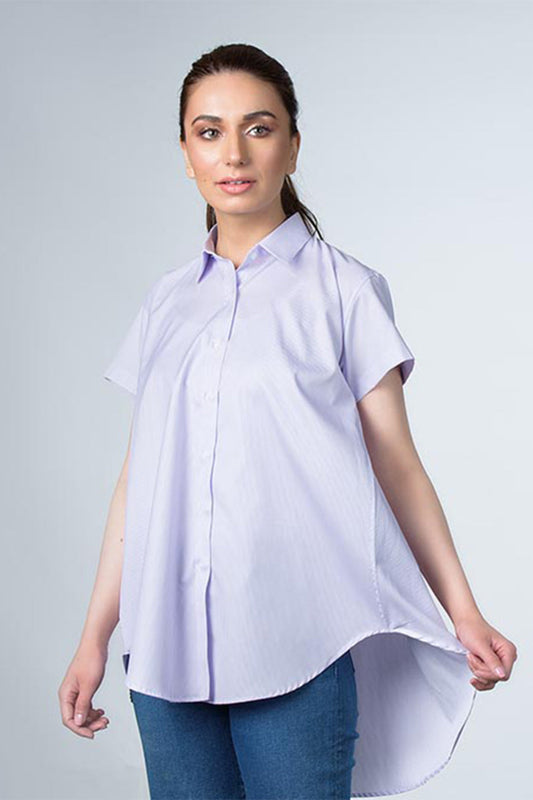 LAVENDER PINSTRIPES HALF SLEEVES SHIRT