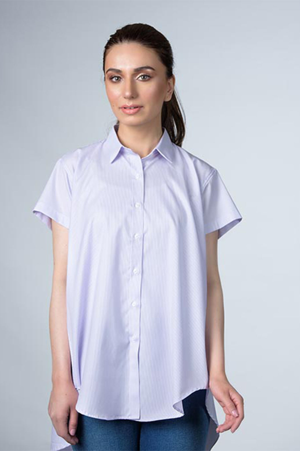 LAVENDER PINSTRIPES HALF SLEEVES SHIRT