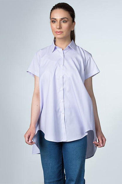 LAVENDER PINSTRIPES HALF SLEEVES SHIRT
