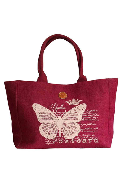 Butterfly Burlap Tote