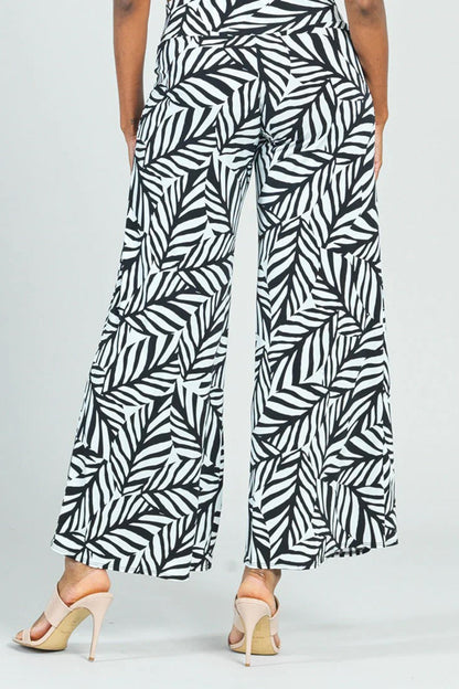Leaf-Print Palazzo Pant
