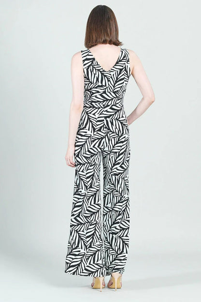 Leaf-Print V-neck Jumpsuit