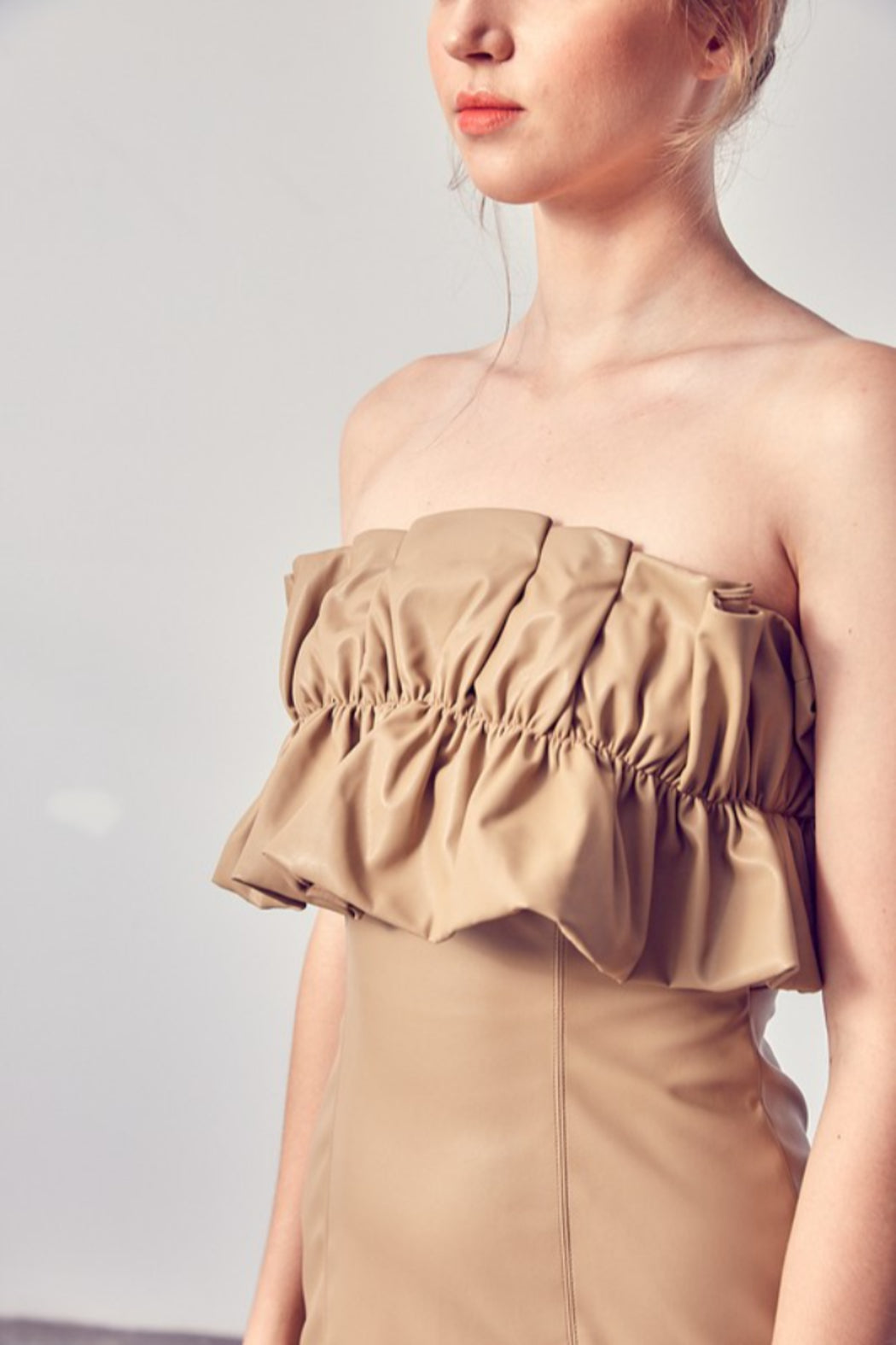 Leather Ruffle Top Dress