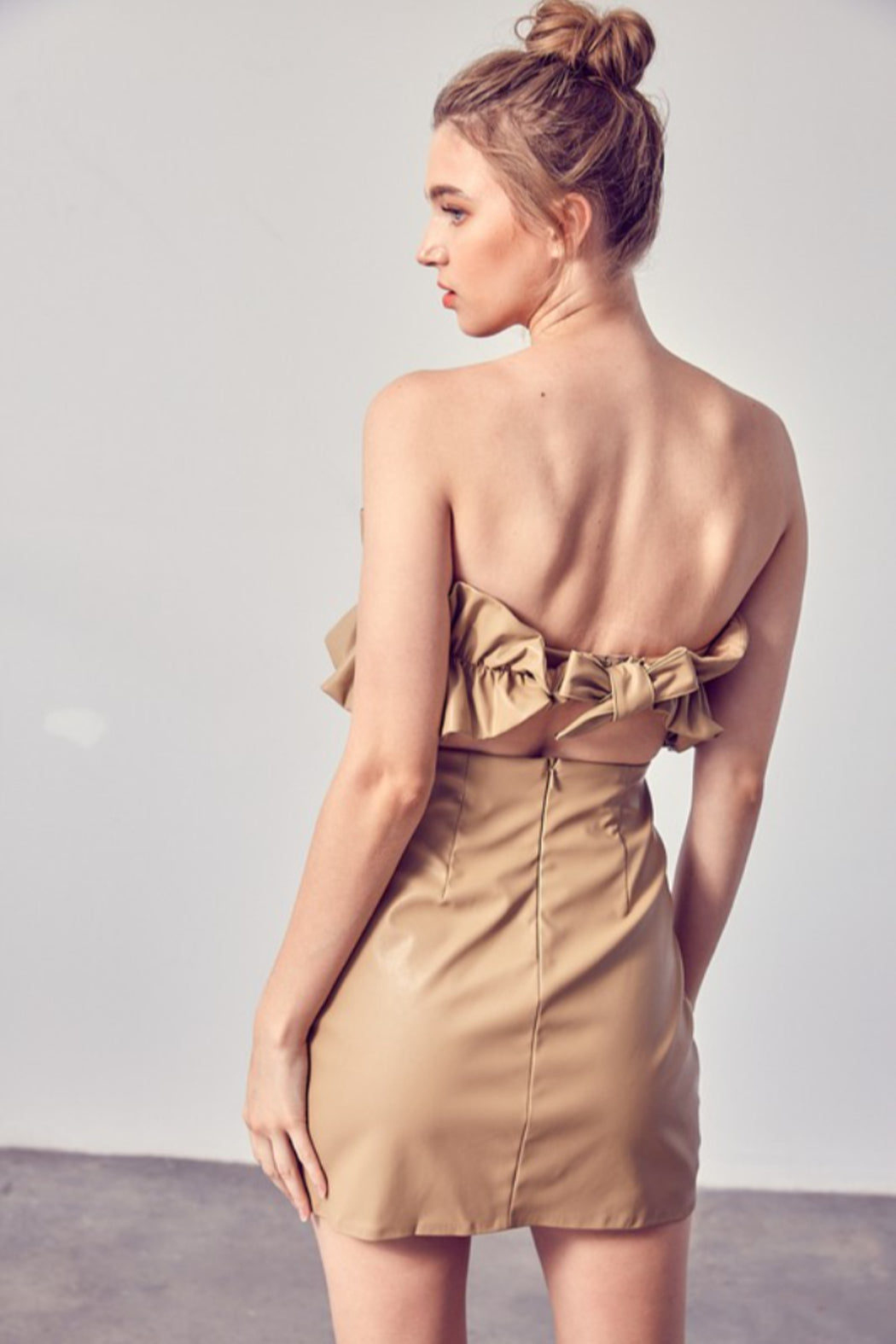 Leather Ruffle Top Dress