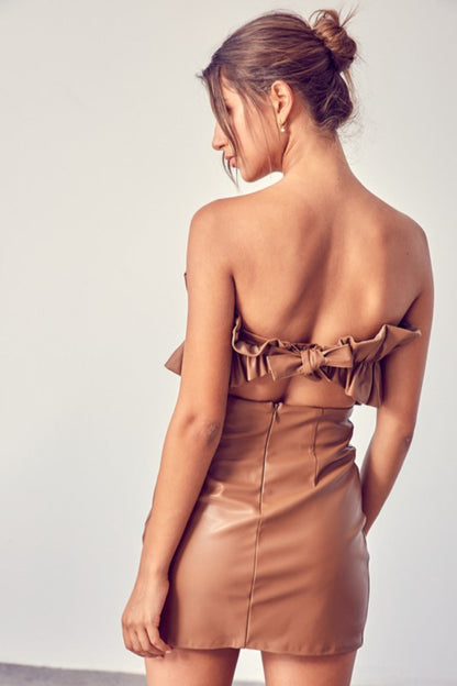 Leather Ruffle Top Dress