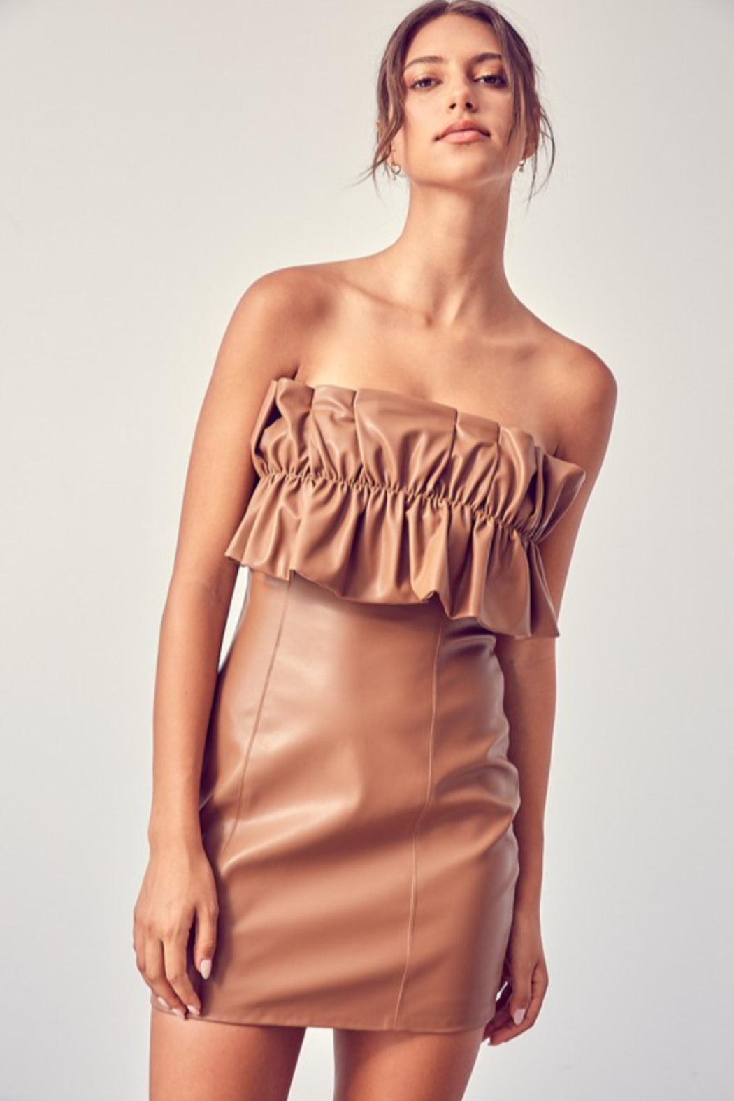 Leather Ruffle Top Dress