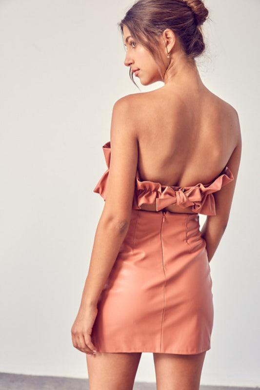 Leather Ruffle Top Dress