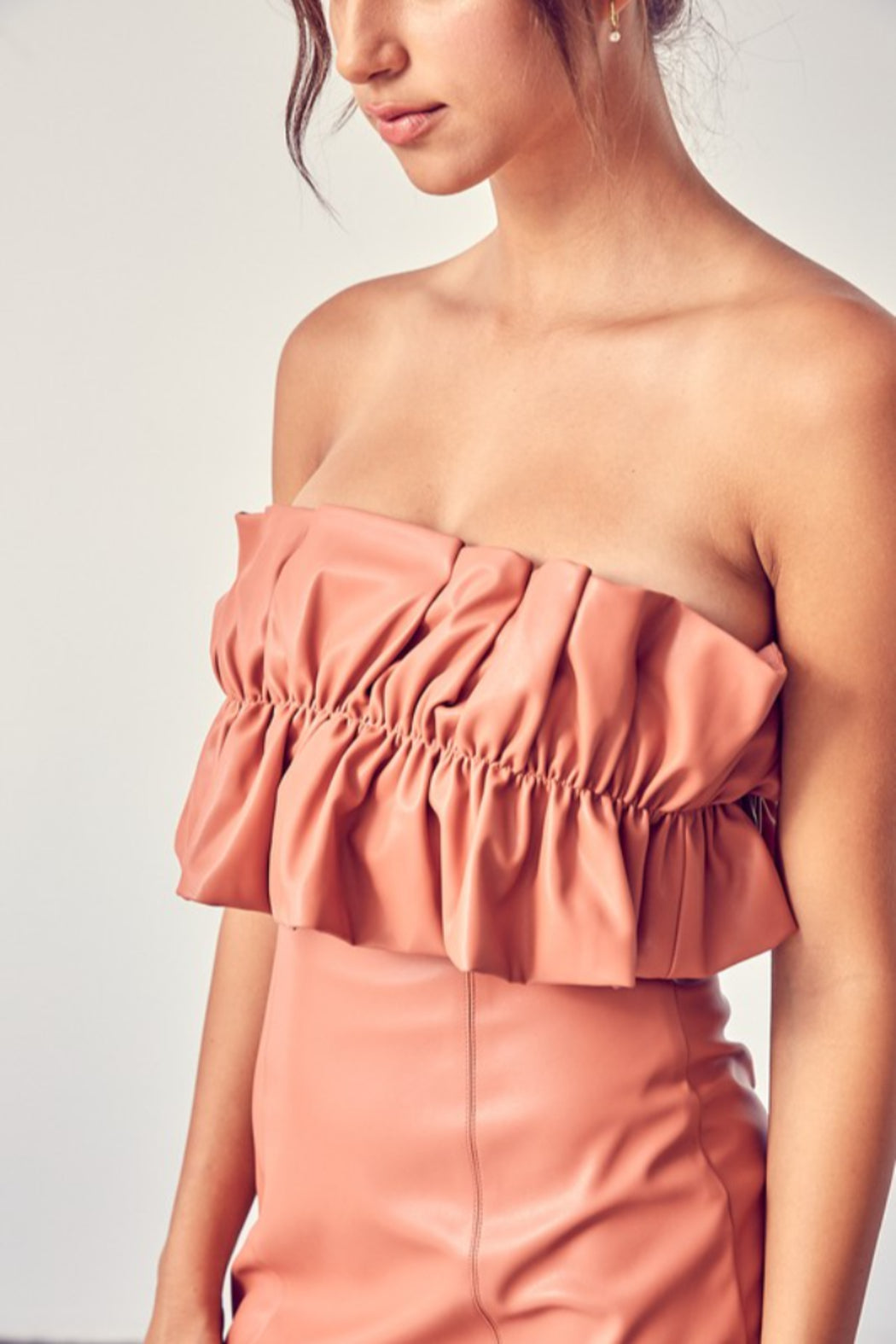 Leather Ruffle Top Dress