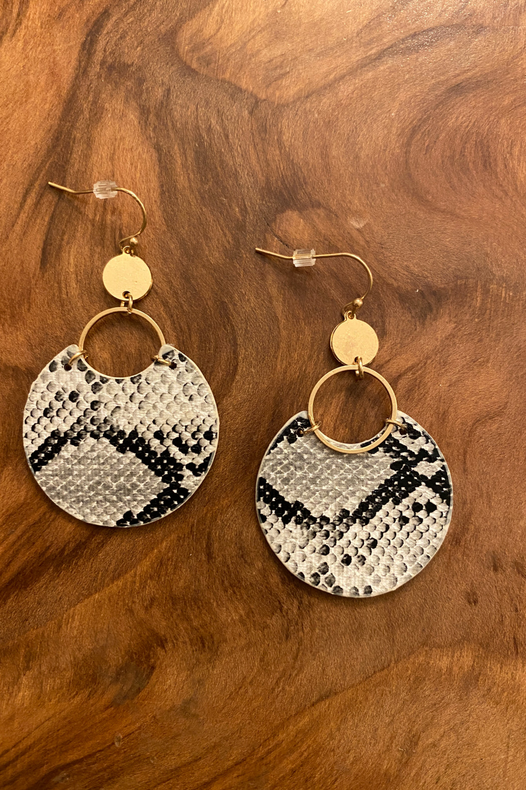 Leather Snake Skin Dangle Earrings