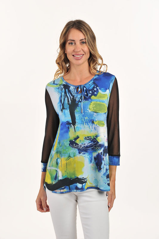 Blue Abstract Jersey Top
