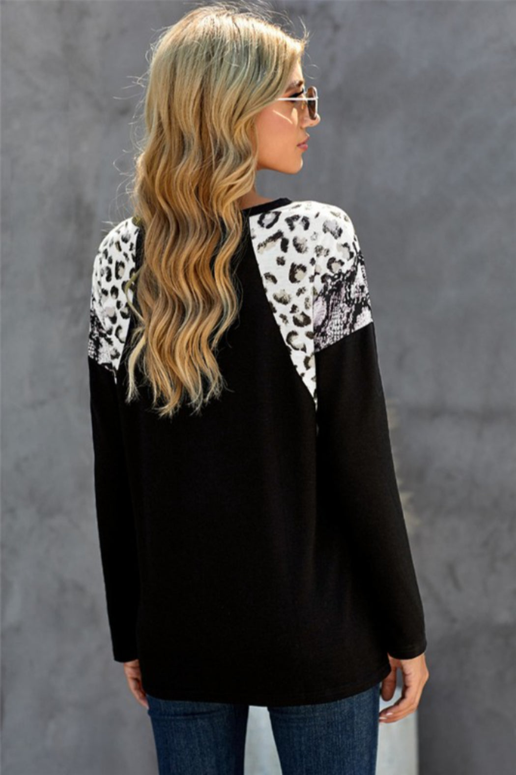 Leopard And Snakeskin Print Long Sleeve Top