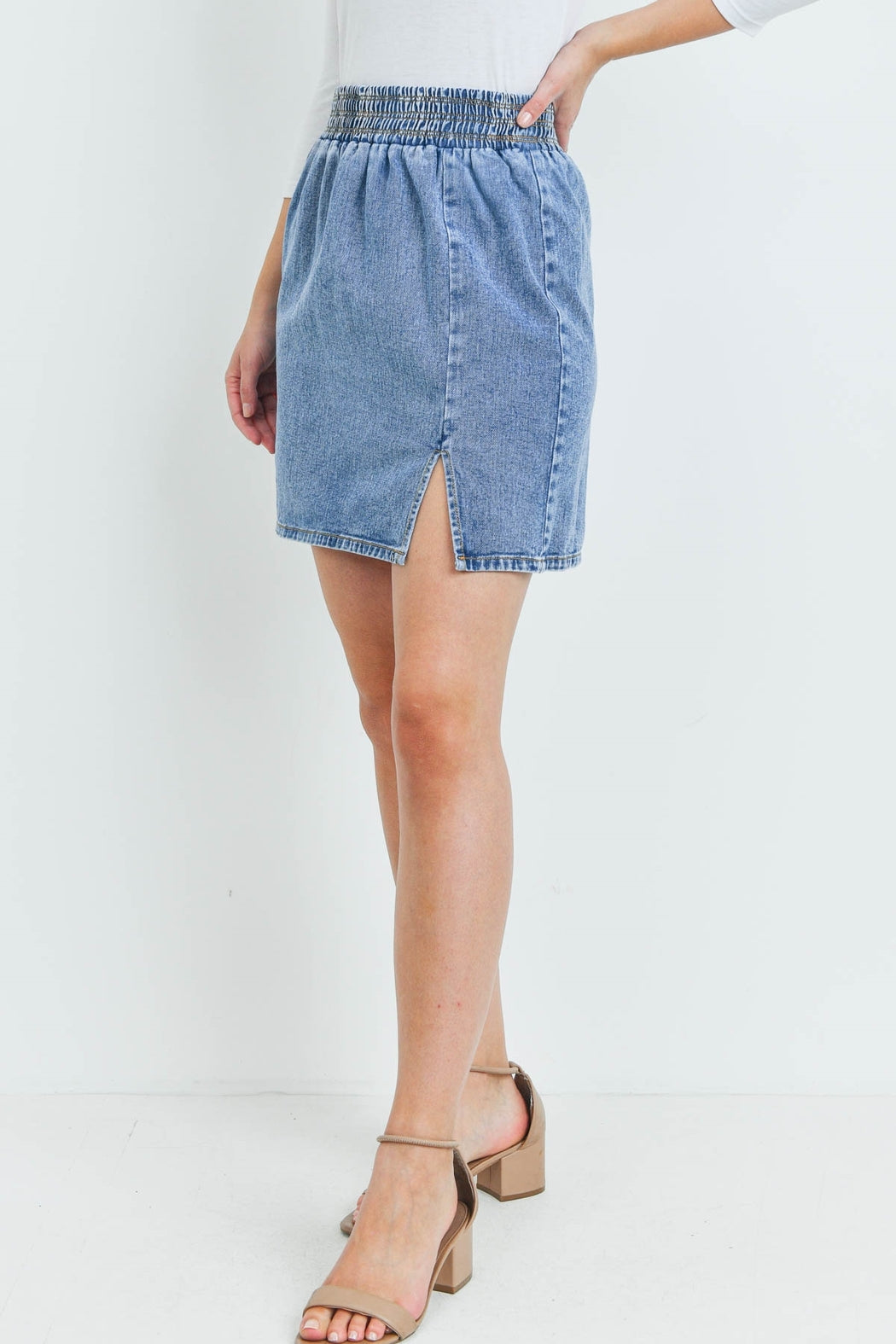 Denim Slit Mini Skirt