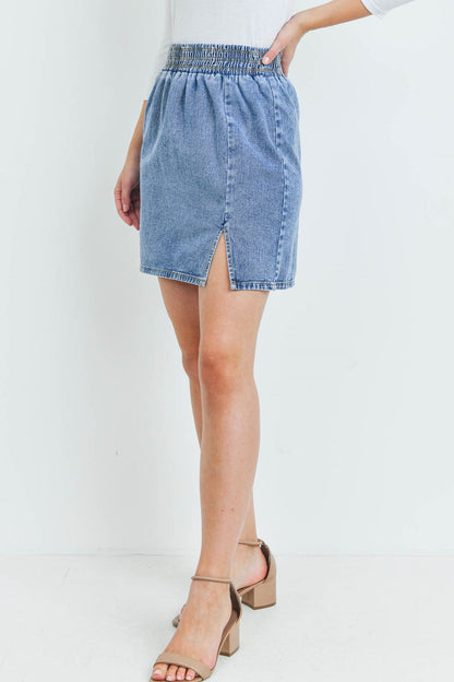 Denim Slit Mini Skirt