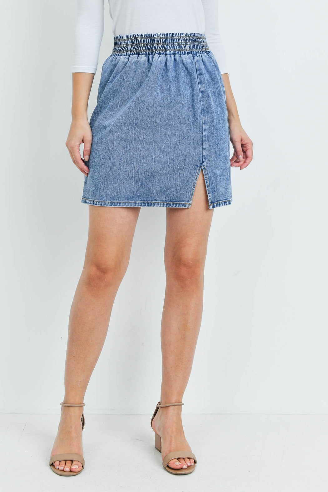 Denim Slit Mini Skirt
