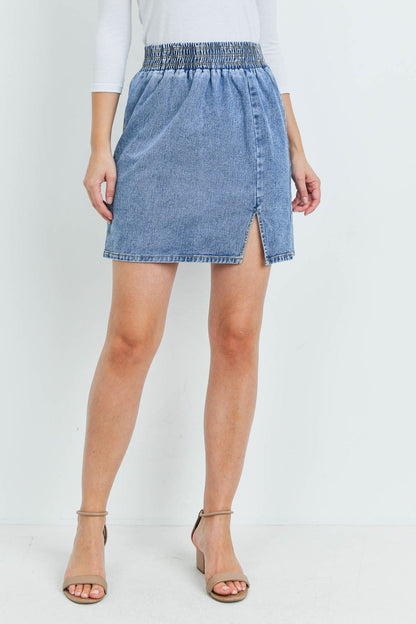 Denim Slit Mini Skirt