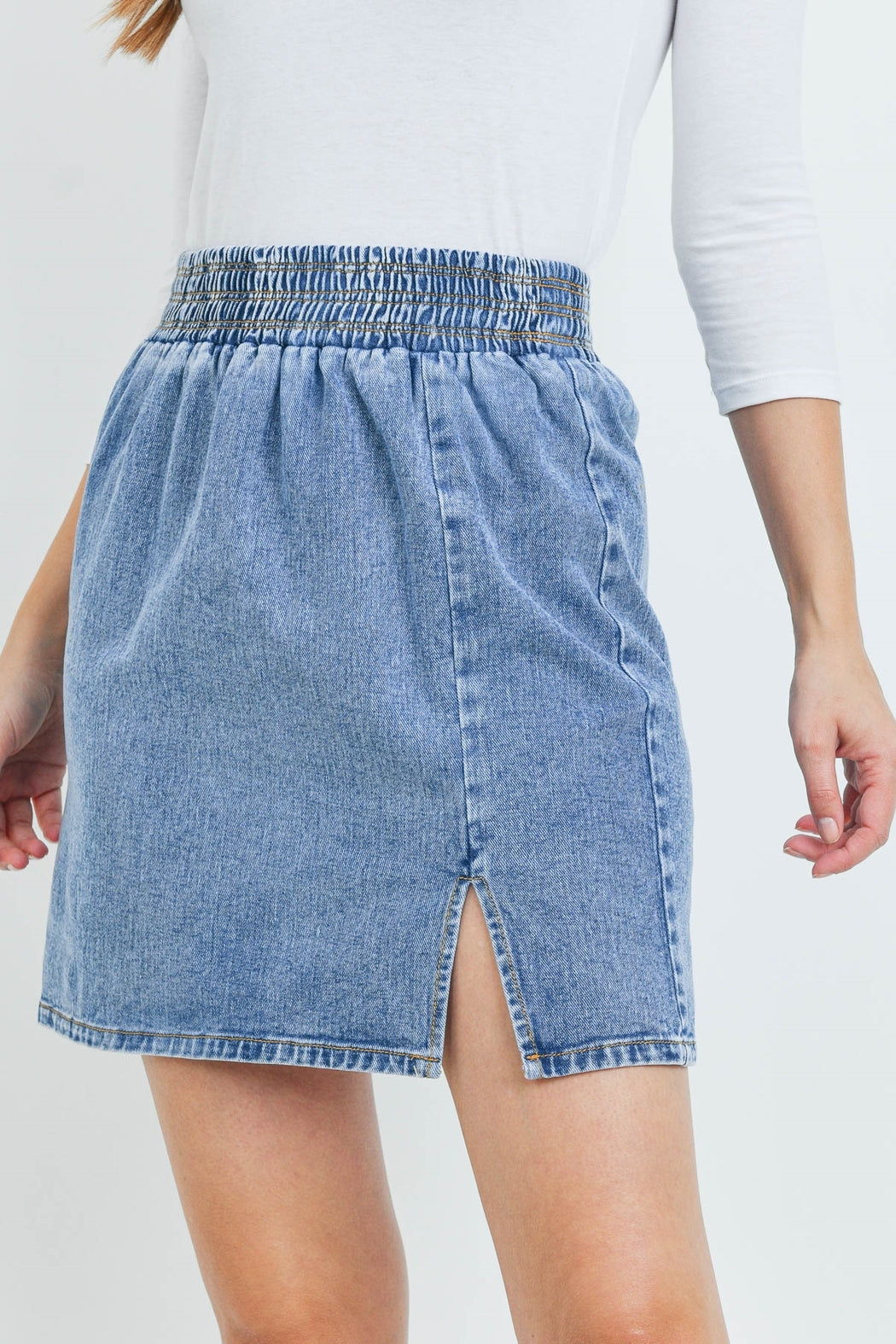 Denim Slit Mini Skirt