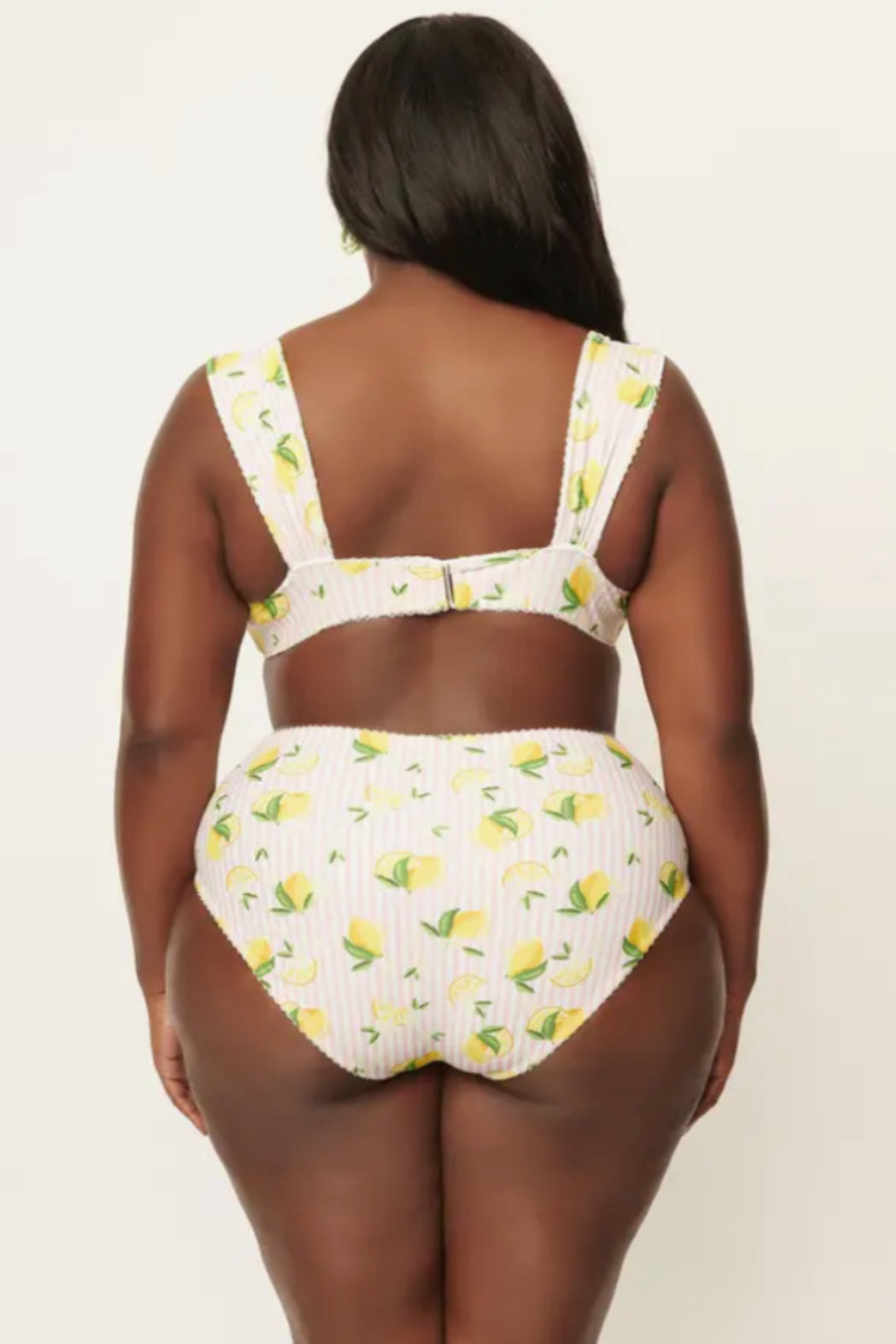Light Pink Stripes & Lemons Ruched & Ready Swim Top