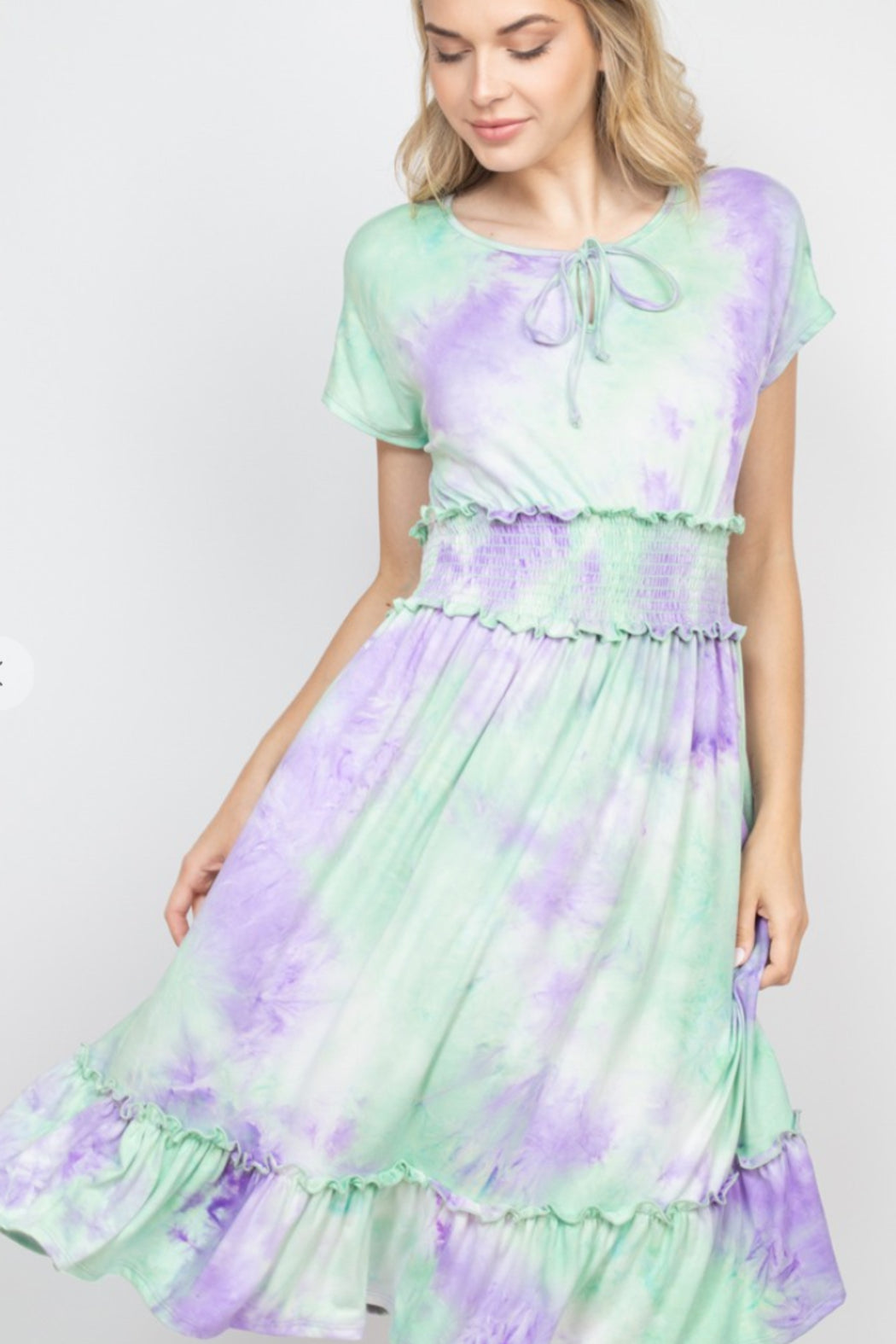 Lilac Tie-dye smocked waist Dress