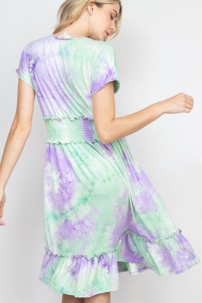 Lilac Tie-dye smocked waist Dress
