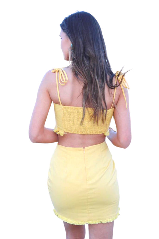 Linen Frayed Crop Top