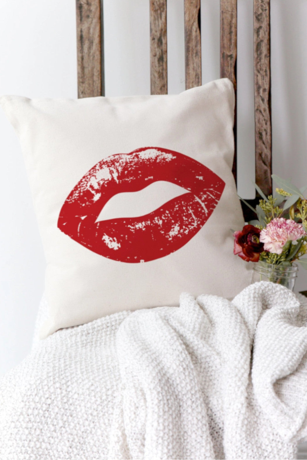 Lips Canvas Pillow Cover