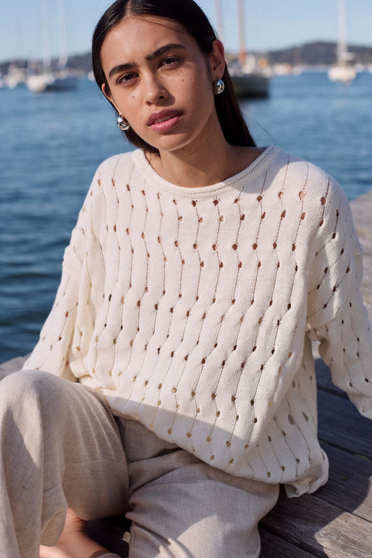 Cream Open Weave Sweater