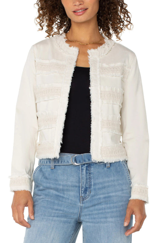Cream Collarless Jacket