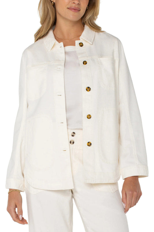 Cream Denim Shirt Jacket