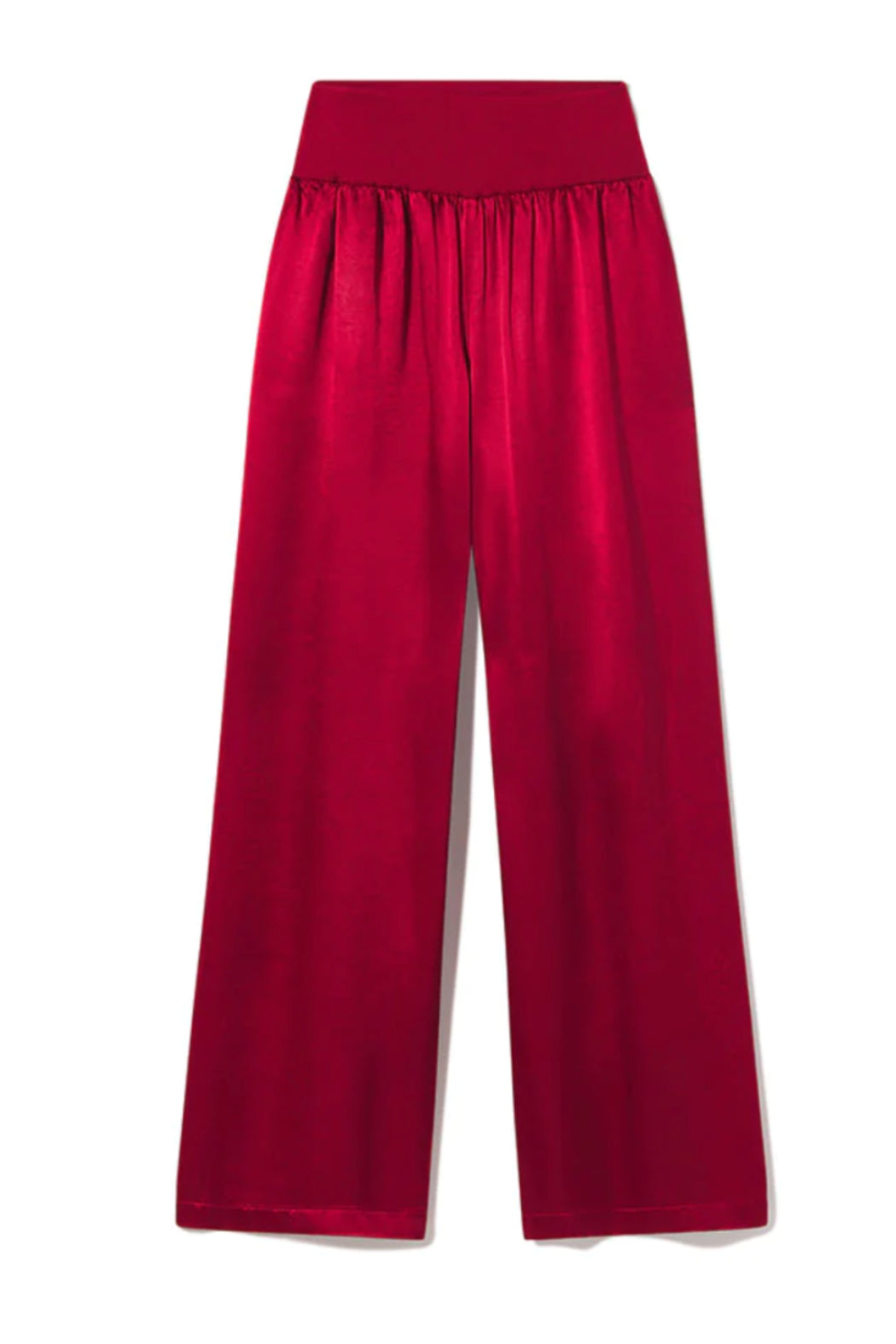 LOLA FOLDOVER KNIT WAISTBAND SATIN PANT