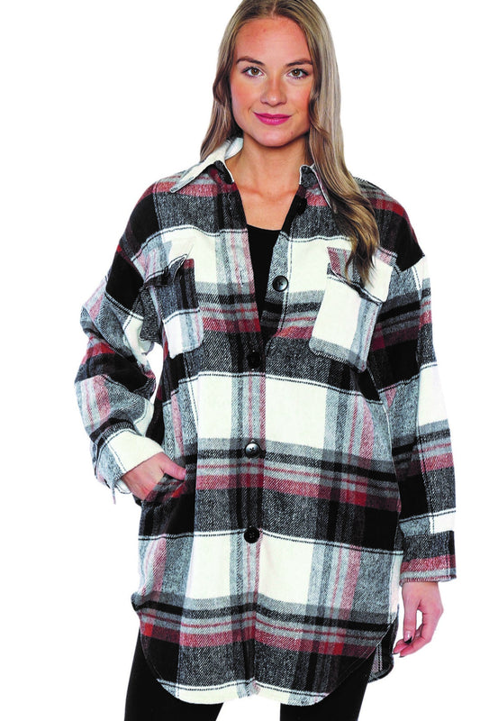 Long button front shacket