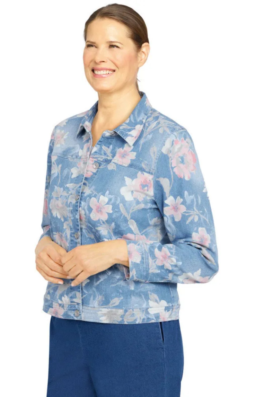 Long Sleeve Distressed Floral Jacket
