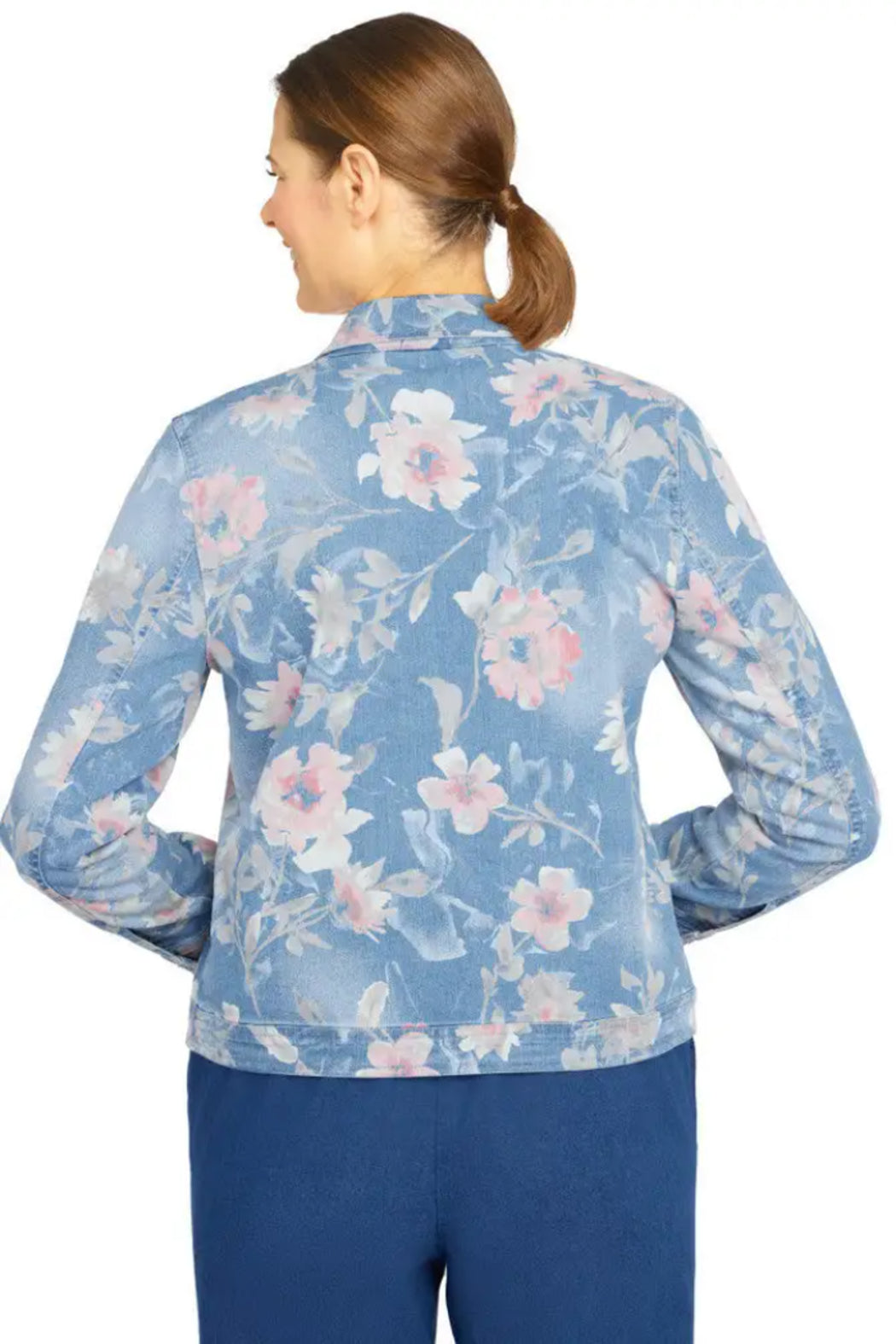 Long Sleeve Distressed Floral Jacket