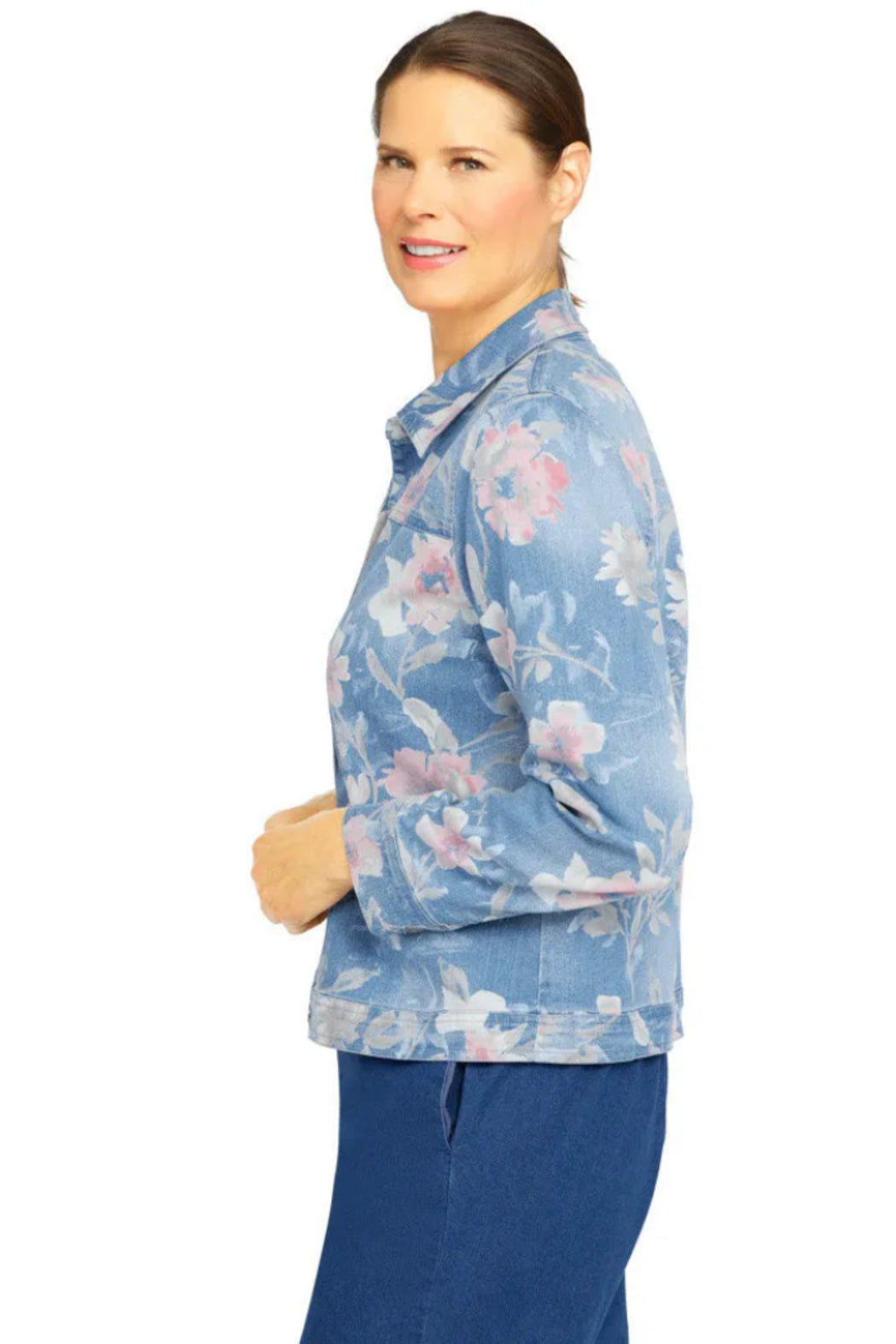 Long Sleeve Distressed Floral Jacket