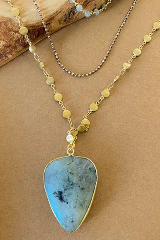 Long Triple Strand Labradorite Necklace