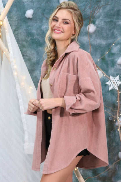 Loose Fit Corduroy Shirt Jacket
