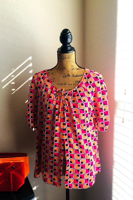 Patterned Button Blouse