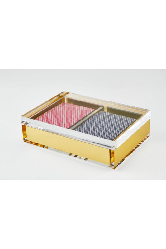 LUCITE CARD BOX-GOLD