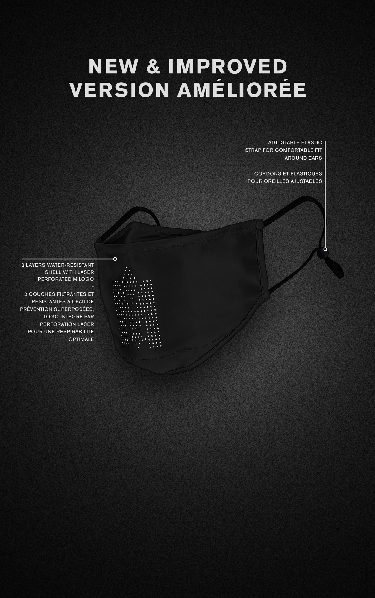 Mackage M2 upcycled face cover with adjustable straps
