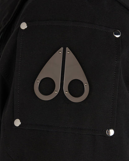 Moose Knuckles Mens Original Stirling Parka in Black with Black Shearling