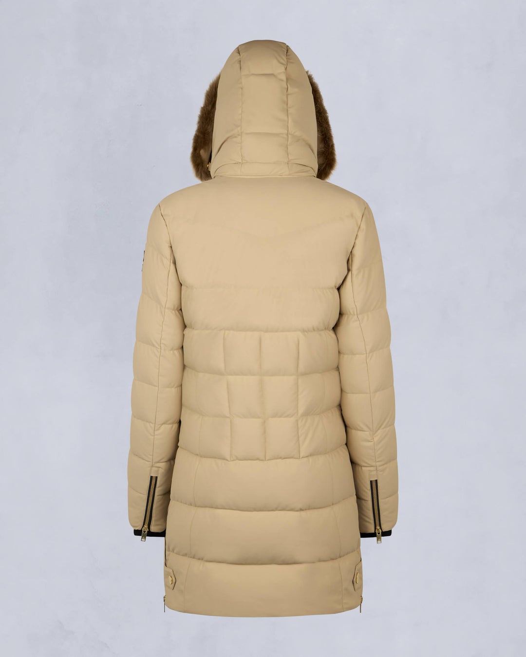 Moose Knuckles Womens Gold Series Watershed Parka in Sand with Brown Shearling