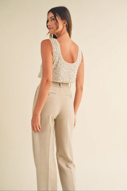 Sequin Pearl Top