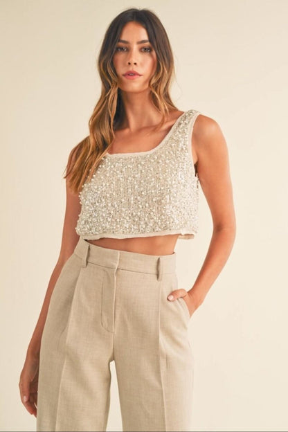 Sequin Pearl Top