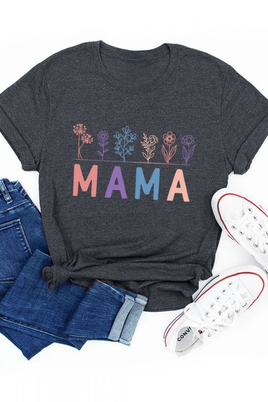 Mama Floral Color Print Tee